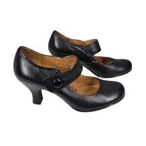SOFFT WOMEN’S MARY JANE BLACK LEATHER ROUND TOE COMFORT HEEL PUMPS  – SIZE 8.5 M